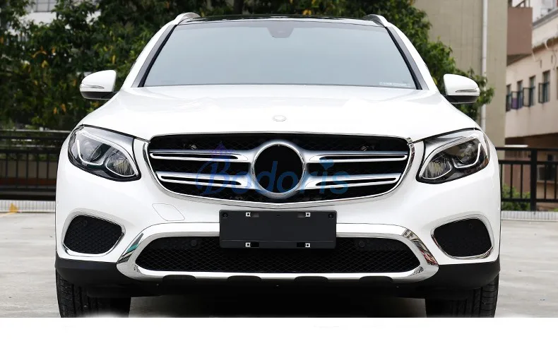 Аксессуары для ключей зажигания mercedes benz GLC 20172018 передняя решетка отделка бампера без отверстия для камеры хромированные автомобильные аксессуары