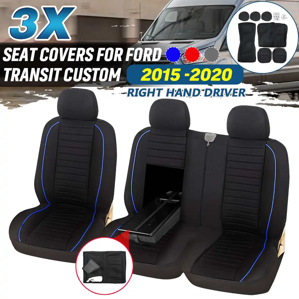 RHD Front Seat Cover Seat Cushion Cover 2+1 Type Van Truck Protector