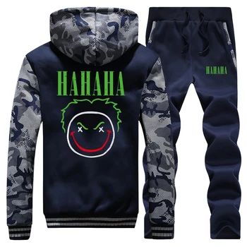 

Joker Mens Sports Suits Winter New Two Piece Suit Clothes Sets Bat Joker Gotham Print Male Tracksuit Street Trousers Jacket Zip
