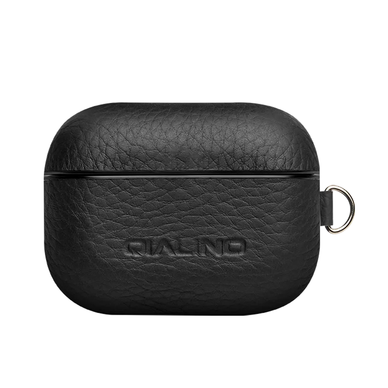 Black QIALINO, мягкий чехол из натуральной кожи для Apple AirPods Pro, ручной работы, противоударный чехол для наушников, чехол для Airpods 3, ультратонкая сумка - Цвет: Black
