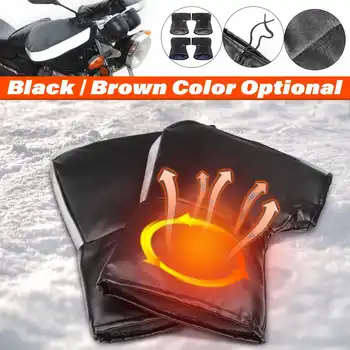 

Winter Motorcycle Handlebar Gloves PU Leather Full Finger Gloves Outdoor Windproof Riding Guantes Hand Grips Warmer