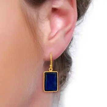 

Natural Lapis Lazuli Gold Plated Dangle Earrings Jewelry