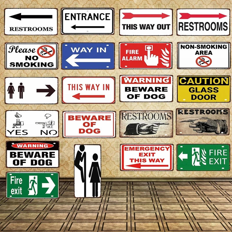 

Public Arrow Indicator Rustic Home Decor Metal Warning Sign 15x30cm Car License Plate Tin Signs Bar Cafe Restroom Wall Decor