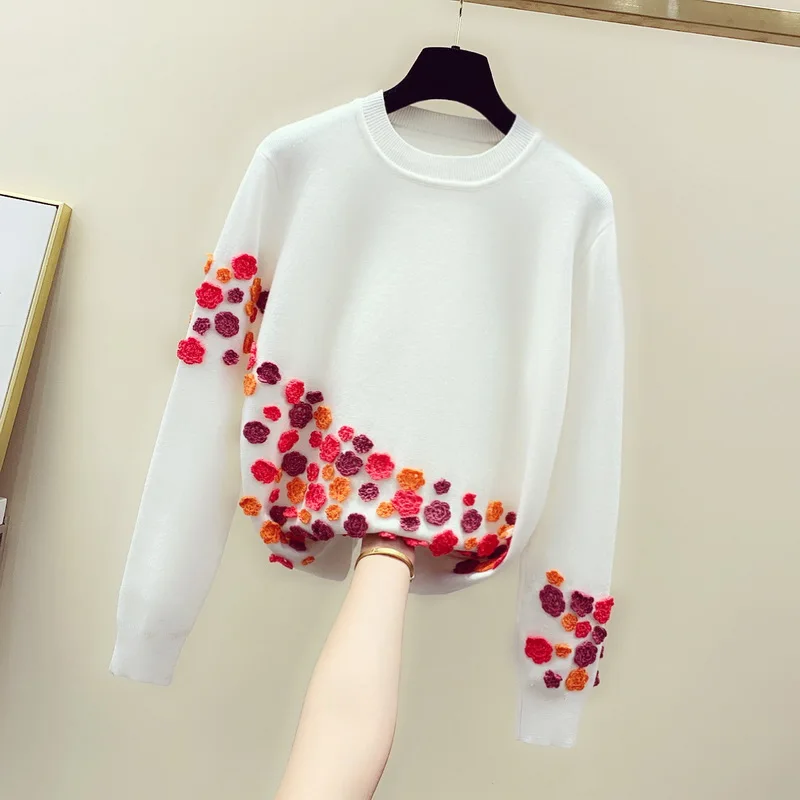 US $41.05 21% OFF|Loose Sweater Woman 2020 New Spring Autumn White Embroidered Handmade Crochet Three dimensional Flowers Sweater Jumper US $41.05 21% OFF|Loose Sweater Woman 2020 New Spring Autumn White Embroidered Handmade Crochet Three dimensional Flowers Sweater Jumper