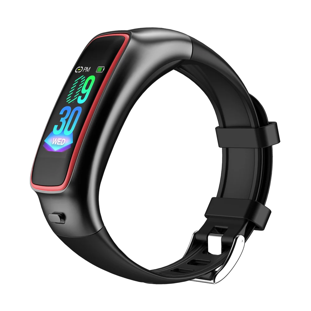 TB02 Bluetooth наушники умный браслет 2 в 1 шумоподавление с микрофоном 0,9" пульсометр кровяное давление смарт-браслет музыкальные гарнитуры - Цвет: Red
