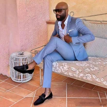 Повседневные мужские костюмы в деловом стиле для свадебных костюмов из 2 предметов(куртка+ штаны), Мужские приталенные смокинги с зазубренными отворотами Terno Masculino, лучший мужской комплект