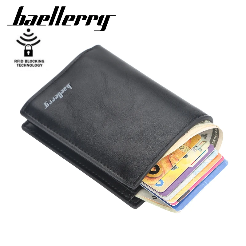 Baellerry rfid-держатель для кредитных карт из алюминиевого сплава PU кожаный бумажник для карт для мужчин и женщин Автоматическая открытка-раскладушка чехол