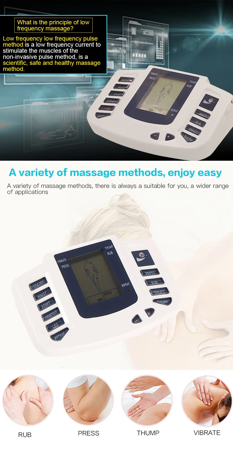 12 Buttons Electric Herald Tens Muscle Stimulator EMS Acupuncture Body Massage Digital Therapy Machine Electrostimulator 823BR