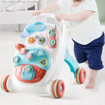 

Toddlers Baby Walker Toy First Step Car Multi-Function Trolley Walker Sit-to-Stand Musical Walker with Adjustable Screw 6-18 M