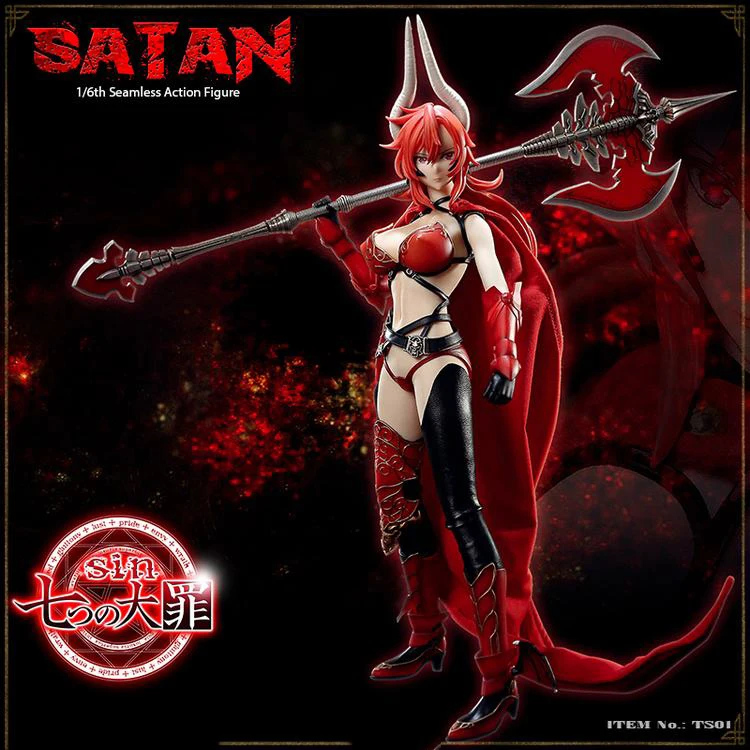 

In Stock 1/6 Collectible Seven Mortal Sins -Satan Ts01 Seamless Full Set Action Figure Head Body Clothes Weapon Accessory Model