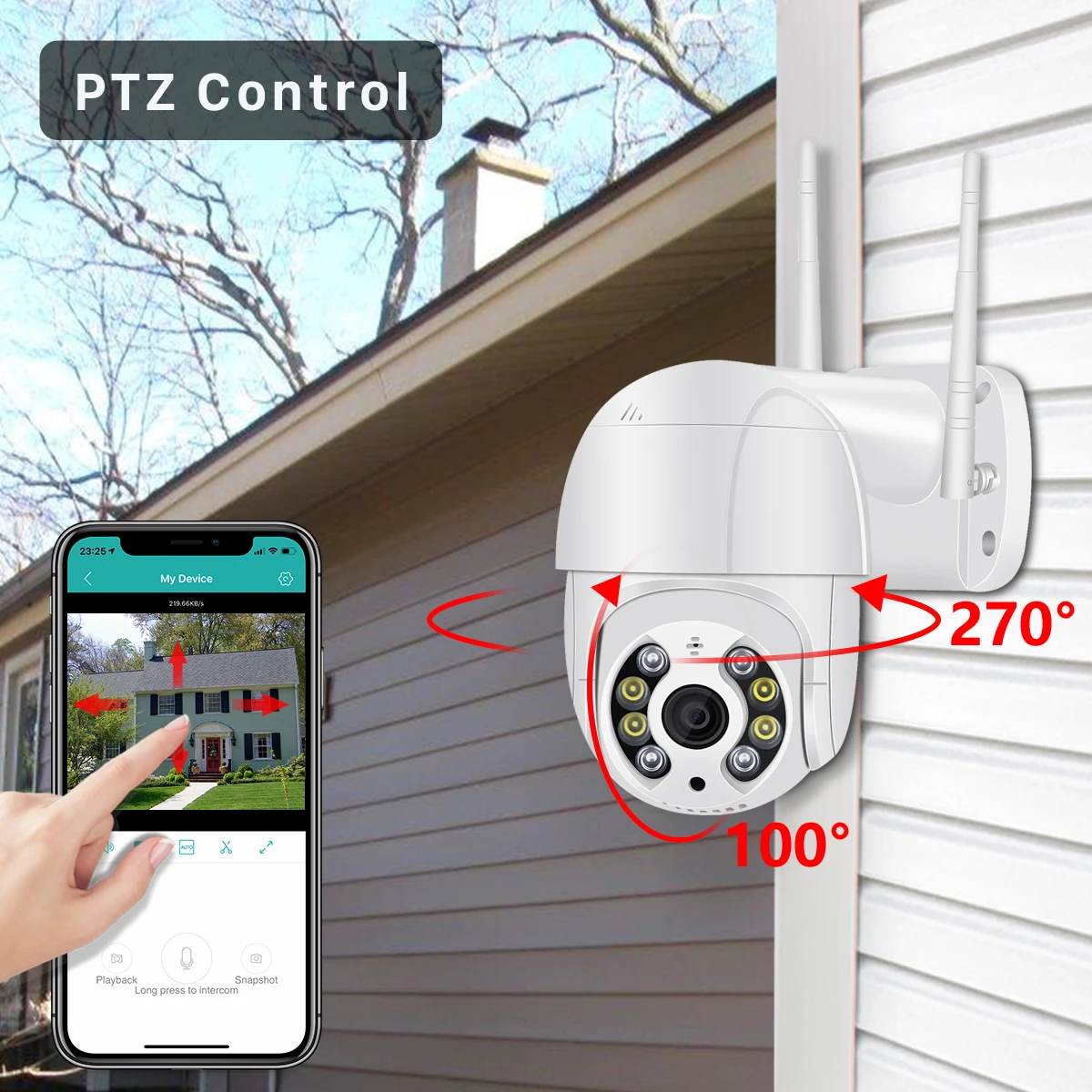 Беспроводная IP камера PTZ 1080P с ИК подсветильник кой и 4 кратным цифровым
