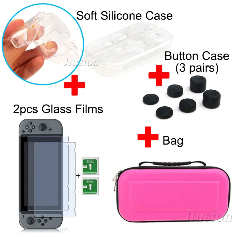 6 in 1 Kit-Pink Портативный жесткий чехол в виде ракушки для нитендо переключатель с водонепроницаемостью EVA сумка для хранения для Nitendo переключатель NS аксессуары для консоли - Цвет: 6 in 1 Kit-Pink