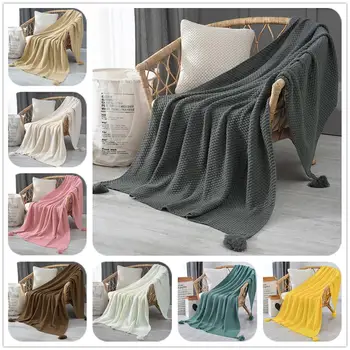 

American Pastoral Style Knitted Blanket Sofa Throw Blanket Fine Wearable Blanket Cover