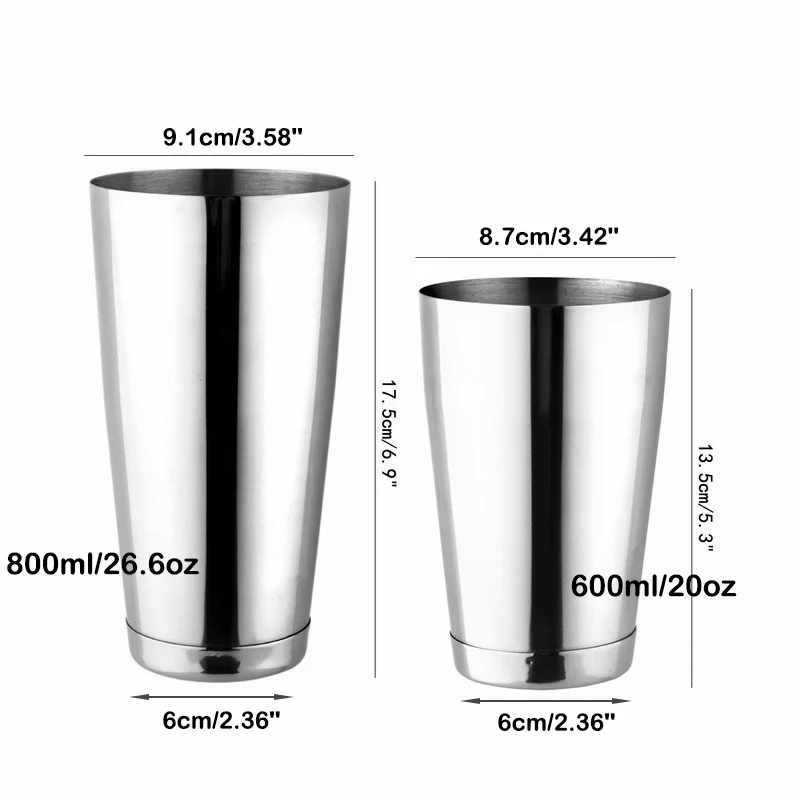 Cocktail Shaker Boston Shaker 2-piece Set 18.6oz Weighted & 25oz Weighted Professional Bartender Bar Tool