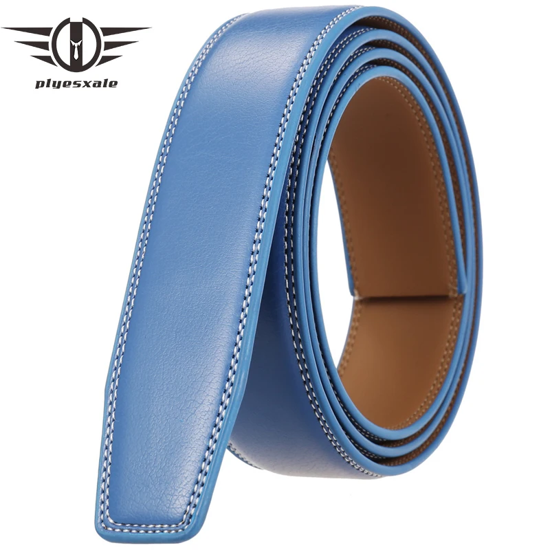 Plyesxale Mens Leather Belts Without Buckles 3.5cm Wide High Quality