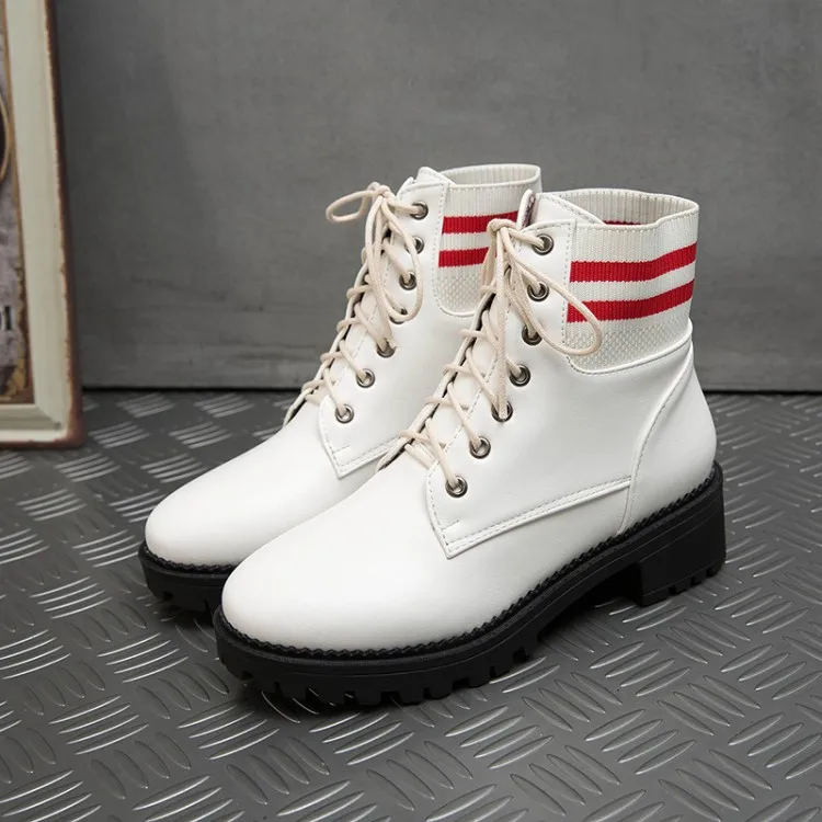 

Big Size 9 10 11 12 boots women shoes ankle boots for women ladies boots shoes woman winter Cross strap matching color flat heel