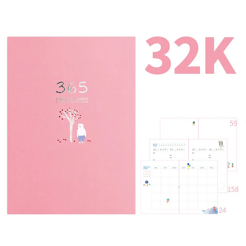 3 Kawaii Agendays 365 дней дневник планировщик блокнот-органайзер и журналы B6 личный 32K ежемесячный недельный блокнот - Цвет: 3