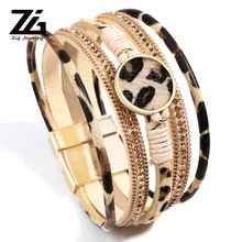 ZG Леопардовый кожаный браслет для женщин Pulseras Mujer Moda аксессуары для женщин