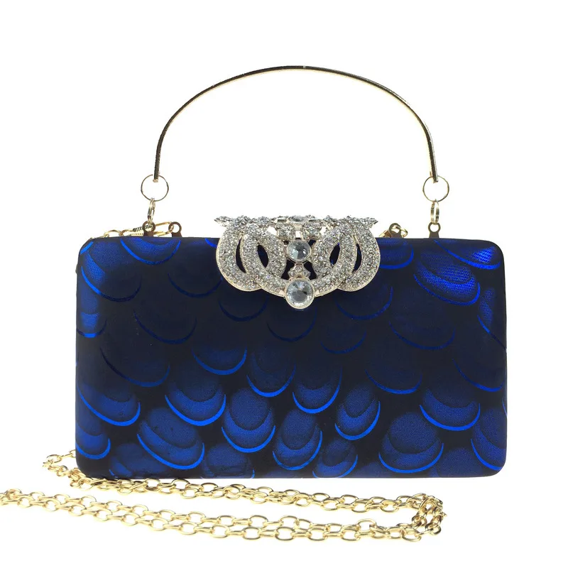 

AliExpress Crown Diamond Set Banquet Bag Peacock Pattern Leather Evening Bag Cheongsam Women's Bride Clutch Bag