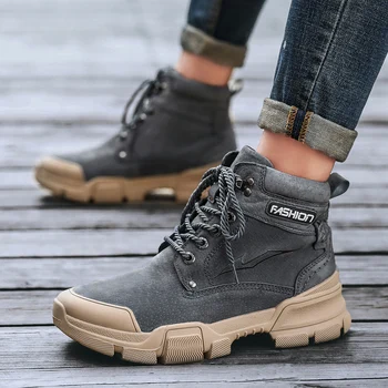 

New Men's Boots Thick Plush Warm Man Ankle Boots Fashion Winter Genuine Leather Men Shoes Outdoor Mens Motorcycle Boots 38-46