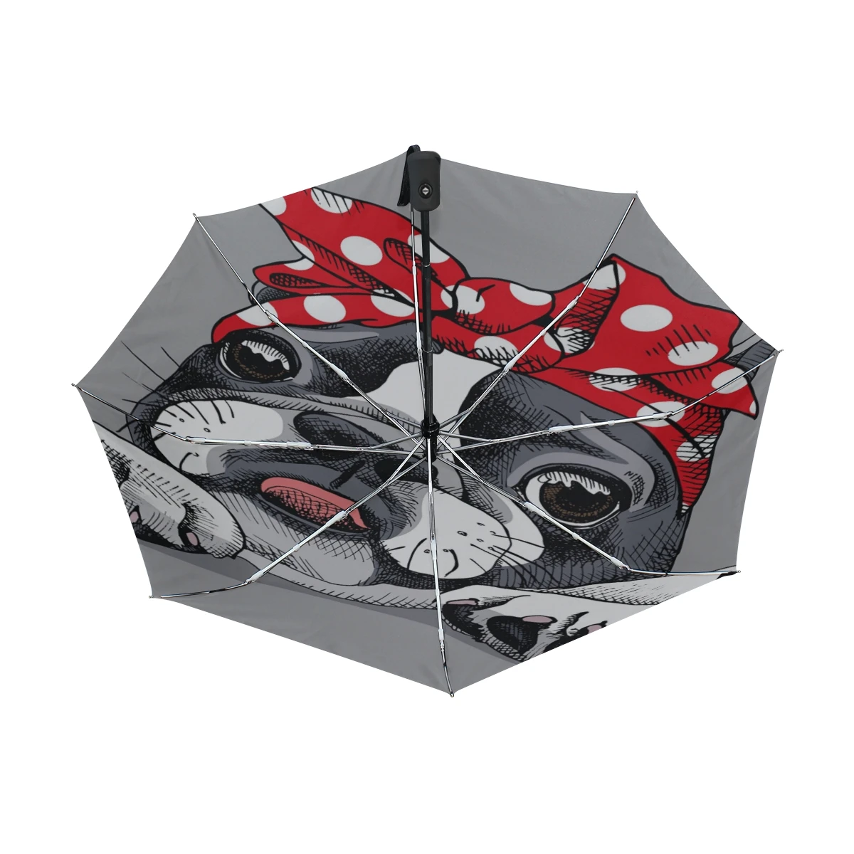 Милые детские зонты для девочек с Мопсом, автоматический открытый и закрытый индивидуальный зонтик для женщин, милая собака, женский зонт, подарок