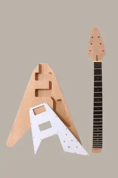 

1set electric Guitar Kit Guitar Neck Body Mahogany wood Electric Guitar Flying V