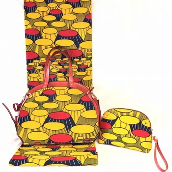 

african fabric ankara fabric shoulder bag african wax print fabric 6yard cotton fabric with 2pcs handbag women party bags TN-A12