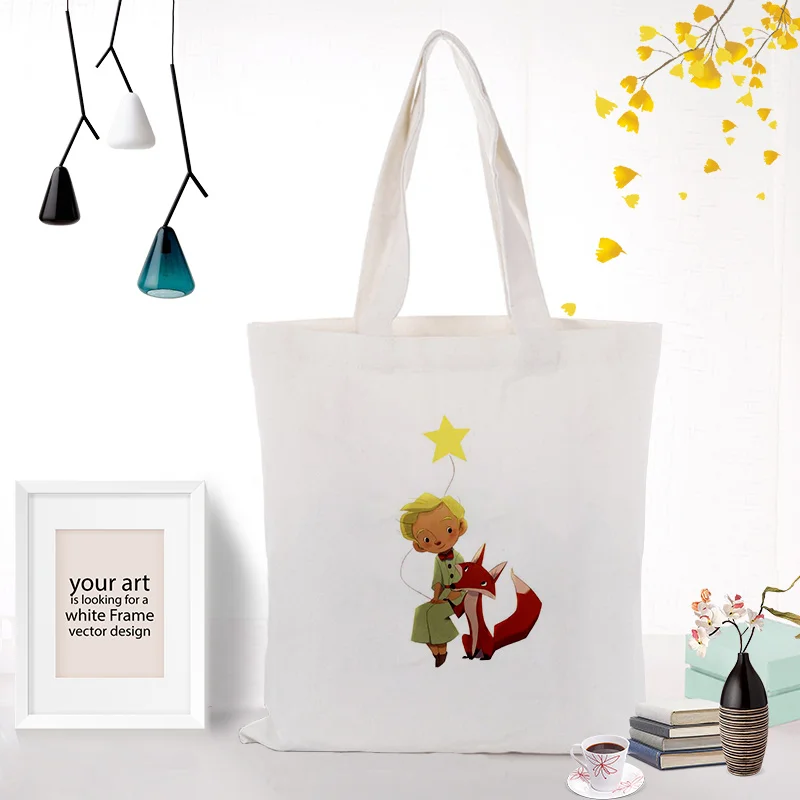 Маленький принц, серийная Холщовая Сумка, на заказ, печать логотипа, текст, ежедневное использование, сумка, сделай сам, экологическая многоразовая хозяйственная сумка, переработка - Цвет: PRINCE17