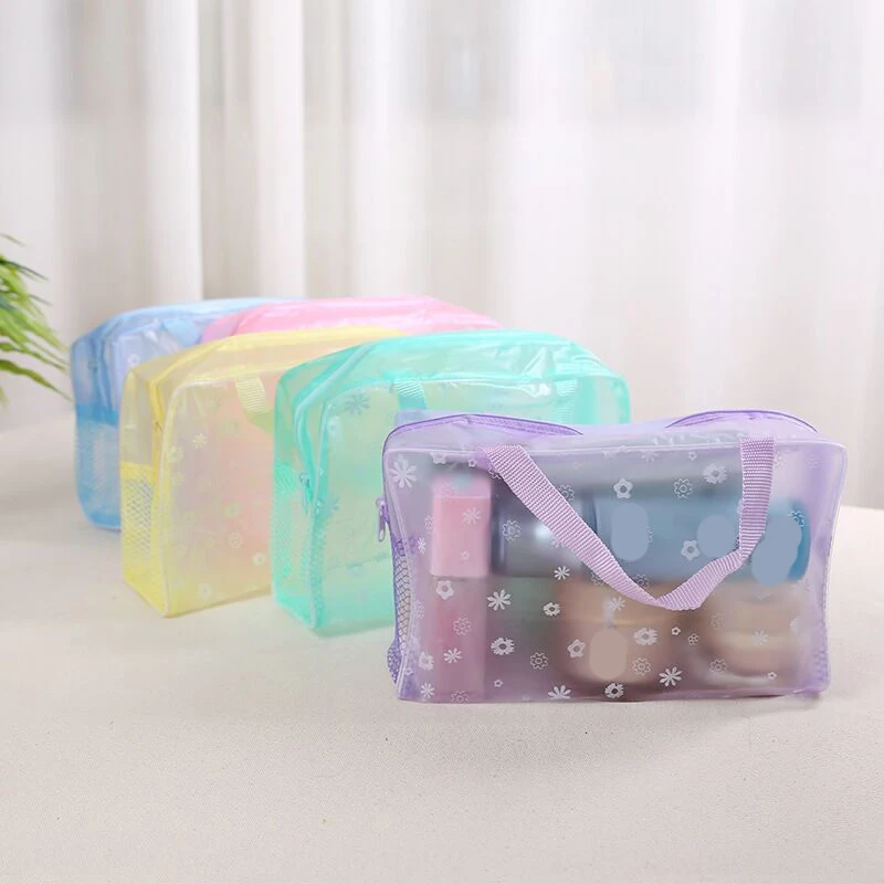 

5 Color Waterproof PVC Cosmetic Storage Bag Women Transparent Organizer for Makeup Pouch Compression Travelling Bath Bags