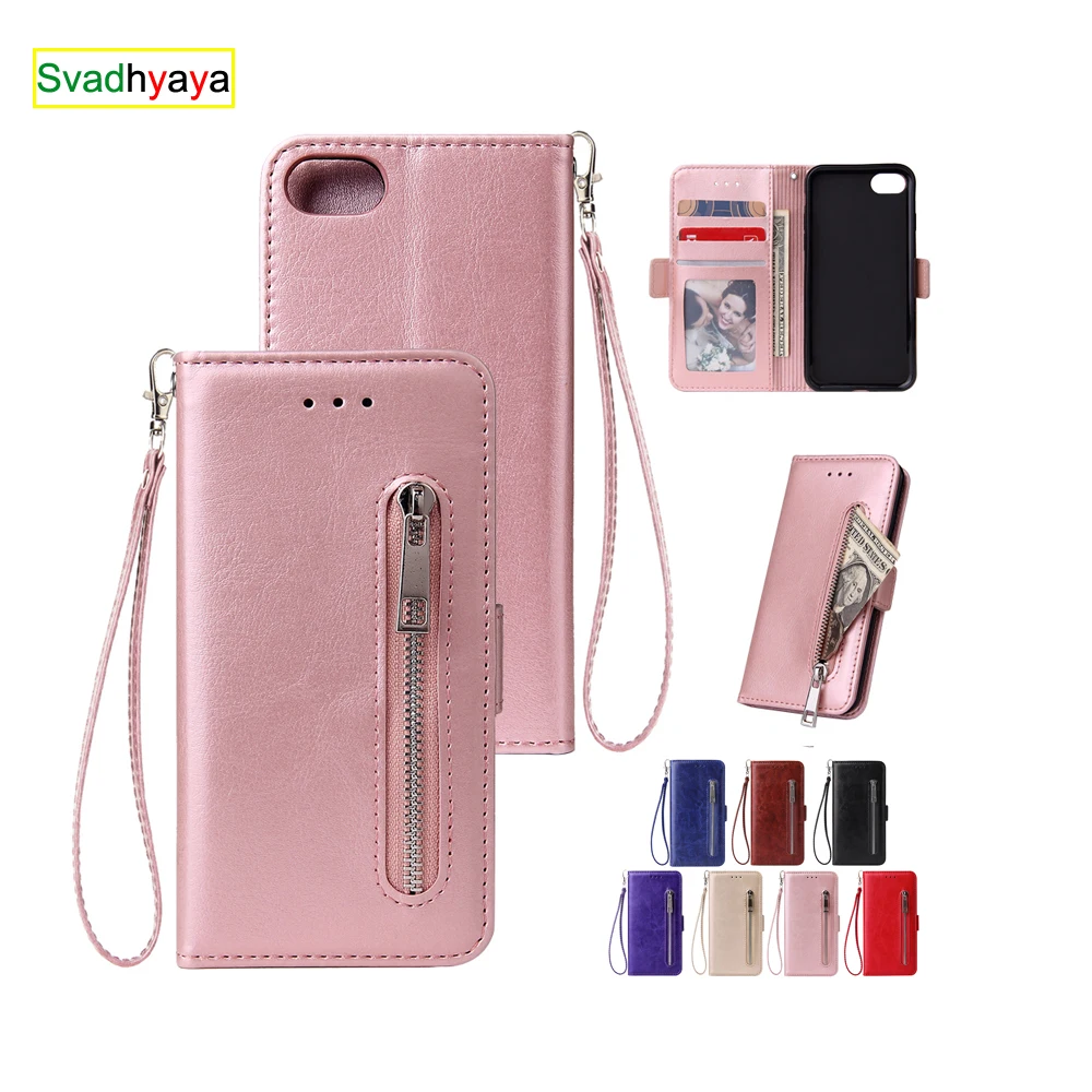 Zipper For iPhone 11 12 Pro 6 6S 7 8 Plus X XR XS Max SE Case Wallet Leather Flip Stand Fashion Case Cover Mobile Phone Bag