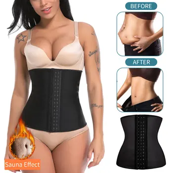 

S-6XL Latex Waist Cincher Steel Boned Waist Trainer Corset Underwear Slimming Body Shaper Shapewear Modeling Strap Tummy Control