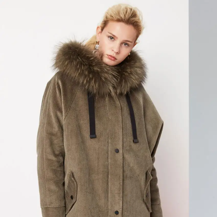 Winter New arrival goose down linner thicker warm Down parkas female Thicken warm hooded velvet fabric goose down coat F155