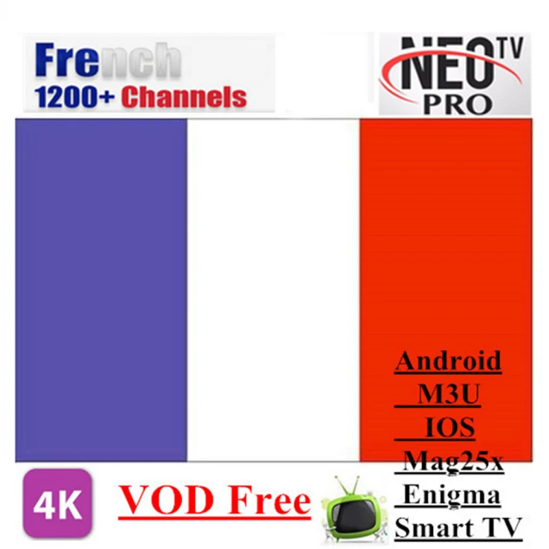 

Neotv pro France Iptv subscription M3U 1200+ Live TV VOD channels French NEO TV PRO Arabic UK Europe for Smart TV mag box