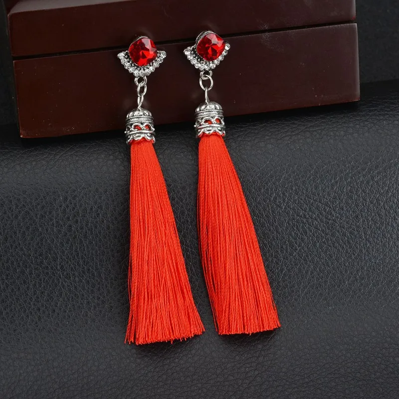 

Europe And America Long Tassel Earring Ethnic-Style Pendant Elegant Ear Stud Versatile Colorful Thread Retro Earrings Ear Rings