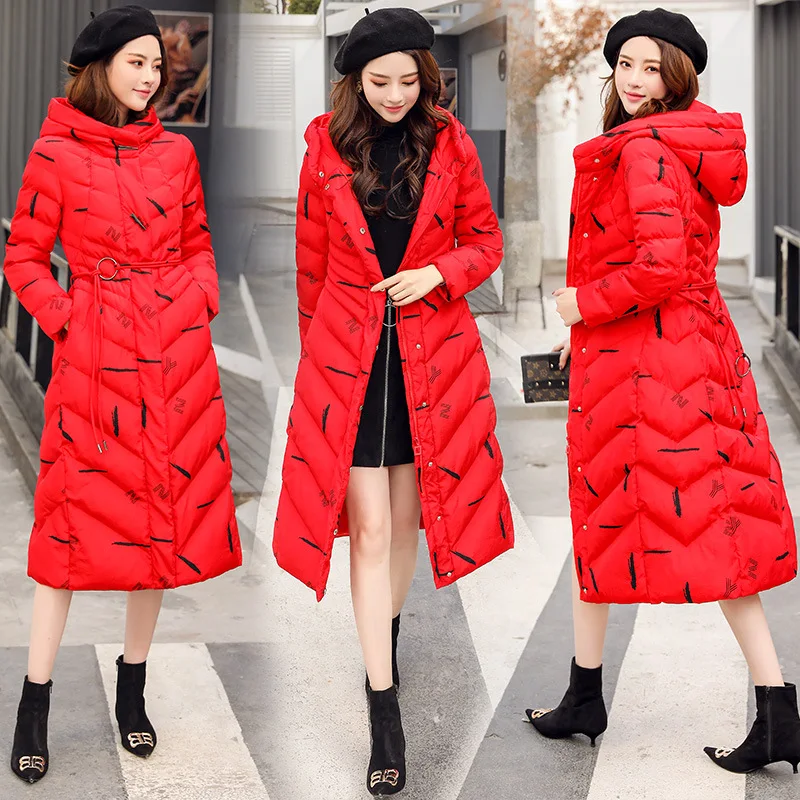 

2019 Winter New Style Thick Mid-length over-the-Knee Korean-style Cotton-padded Jacket Slim Fit Waist Hugging Cotton-padded Clot