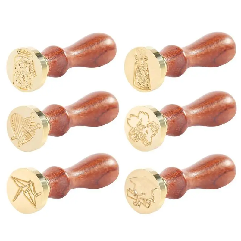 Abstract Wood Handle Antique Metal Sealing Wax Stamps for DIY Wedding Invitations Decor Ancient Wax Stamp Craft Birthday Gift