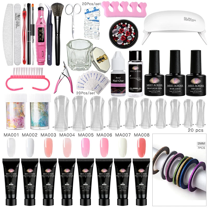 Meet Across Poly Uv Gel Set Pink Clear Uv Gel Varnish Nail Polish Quick Building For Nails