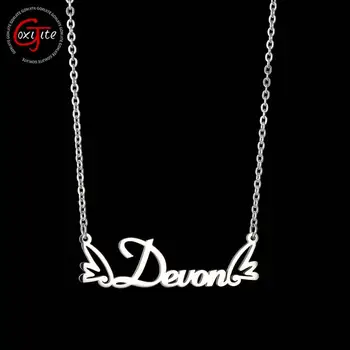 

Goxijite Customized Name Necklace Pendant Women Jewelry Personalzied Gold Color Name Angle Wings Necklaces Jewelry Accessaries