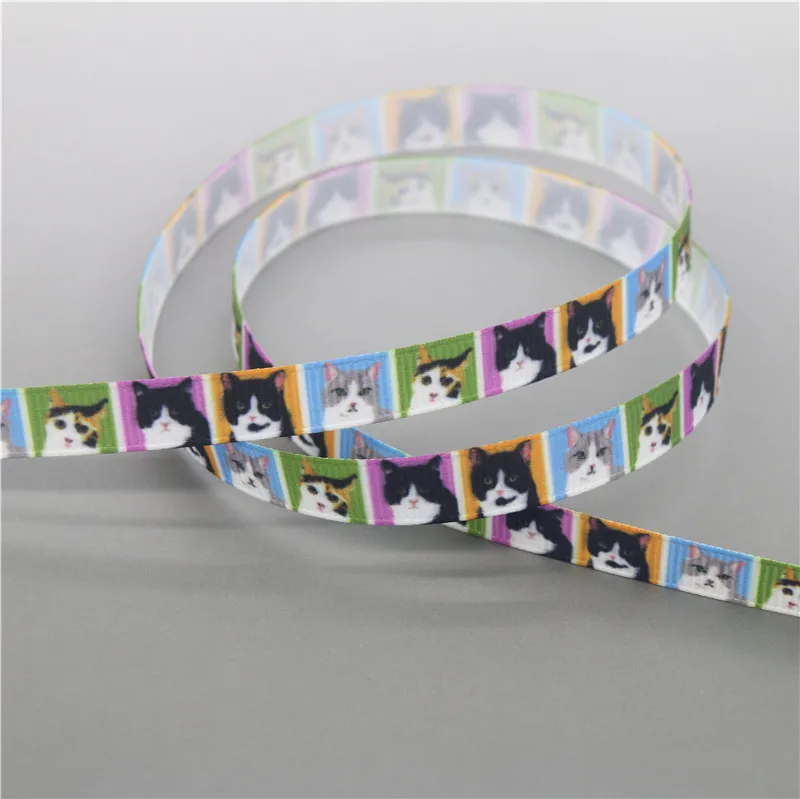 Love dog cat animal printed grosgrain ribbon 3/8'' 5yards Accessory hairbow headwear DIY decoration 9mm C1829