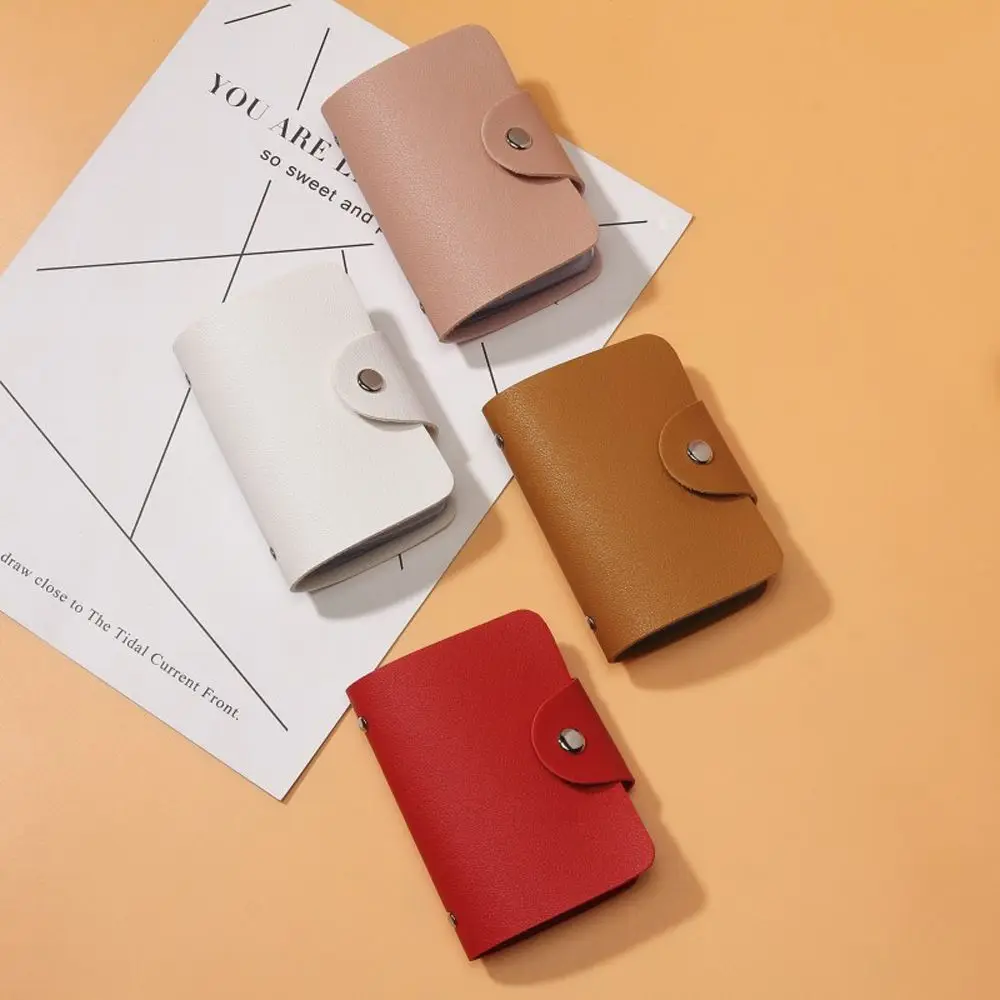 7 Colors Vintage Leather 24 Bits Card Holder Men Women Short ID Credit Card Coin Purse Case Wallet Rfid Blocking
