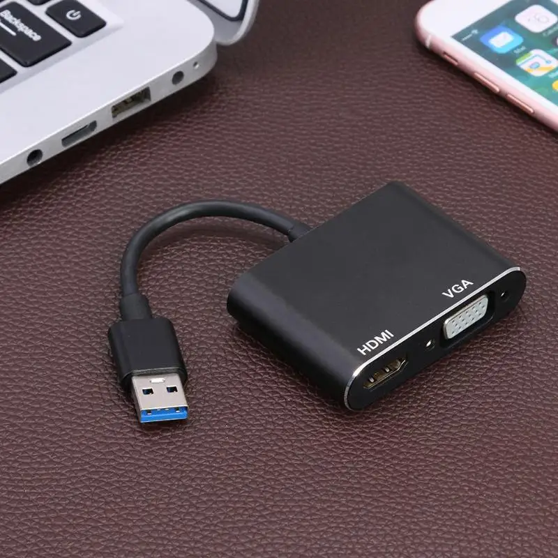 ALLOYSEED USB3.0 к HDMI VGA адаптер 2 в 1 USB к HDMI конвертер аудио видео кабель 1080P USB 3,0 концентратор разветвитель для ПК ноутбука тв