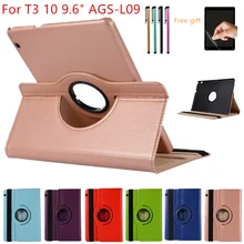 Funda para Huawei MediaPad T3 10 9,6 pulgadas AGS-L09-L03 W09 Funda de cuero 360 tabletas giratorias para Honor Play Pad 2 9,6 pulgadas funda + película + bolígrafo(China)