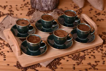 

Emerald Set Of 6 Coffee Cups | Porcelain | Home - Kitchen | Made in Turkey | Free Shipping
