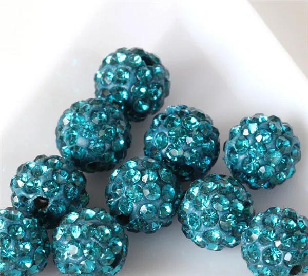 Peacock Blue 10 шт. Pave CZ Диско шар бусины для изготовления ювелирных изделий горный хрусталь кристалл разделитель бусины браслет аксессуары Кристалл Стразы Perlen - Цвет: Peacock Blue