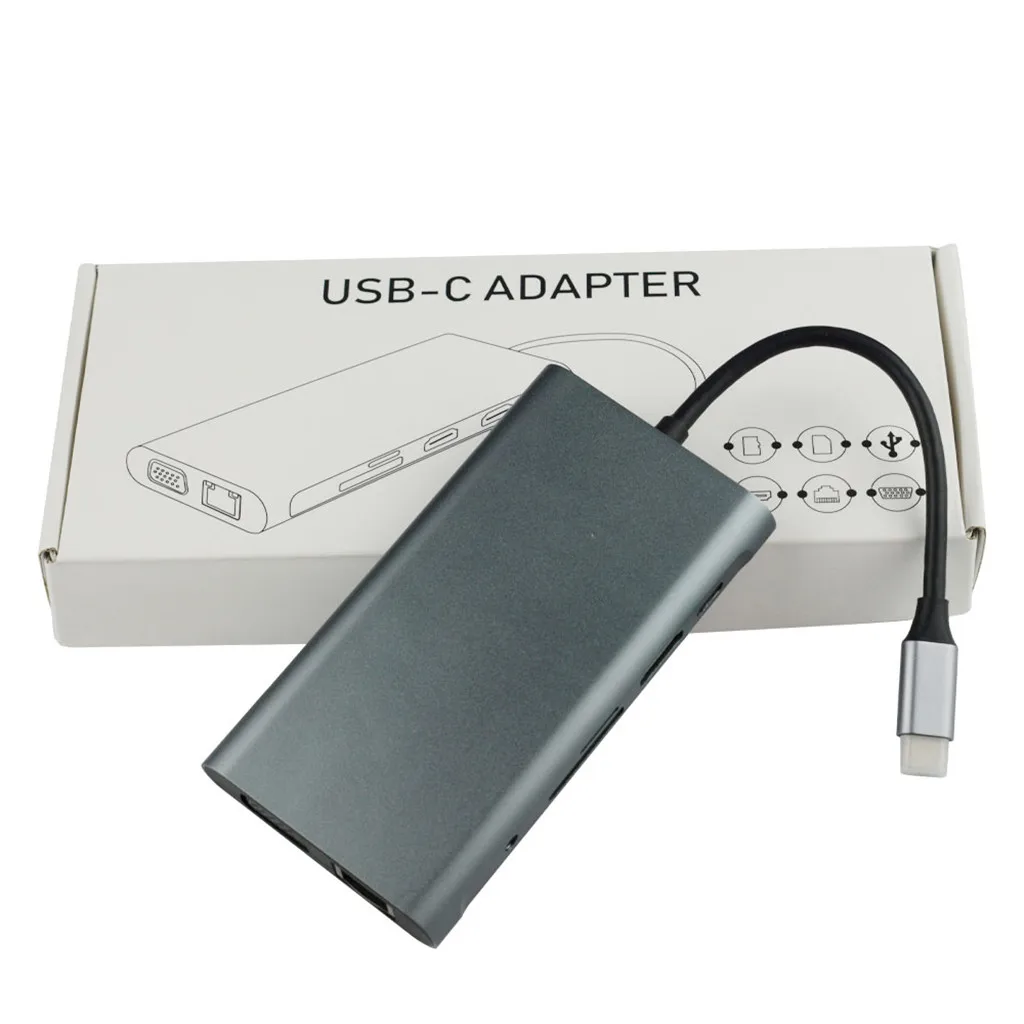 Покупка type c to double HDMI+ RJ45+ VGA type c to 2 hdmi pd sd tf Аудио VGA USB3.0 артефакт для офиса и дома