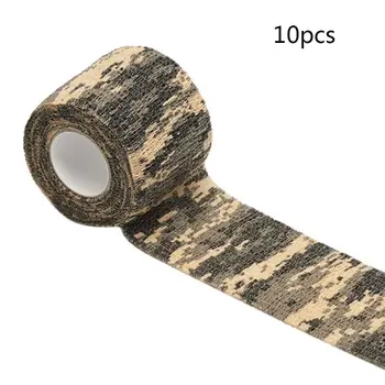

10 Rolls 14.76 Feet Woodland Camouflage Self-Adhesive Bandage Non-Woven Fabric Elastic Wrap Protective First Aid Tappe
