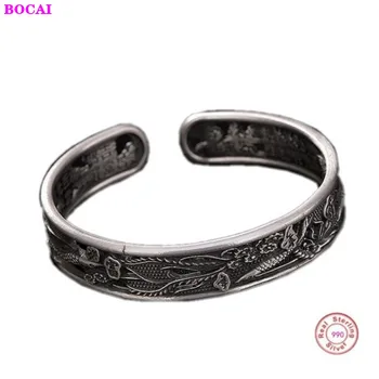 

S999 sterling silver women's bracelet makes old auspicious personality opening lady's pure silver bracelet Thai silver craft