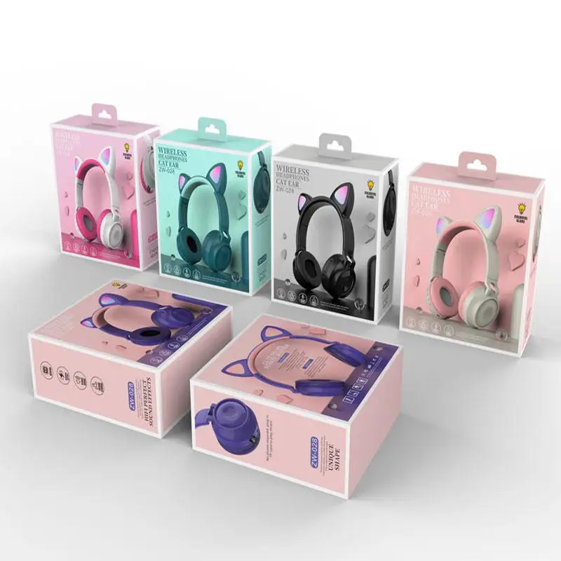 LED Cat Ear Noise Cancelling Headphones Bluetooth 5 0 Young People Kids Headset Support TF Card 3 5mm Plug With Mic For Kids