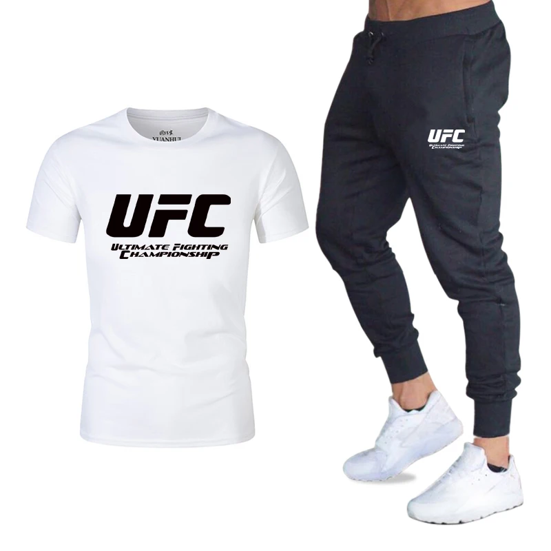 

Tracksuit Male 2020 Men Clothing Sportswear Set Fitness Summer Print Men T shirt + Trousers Men's Suit 2 Pieces Sets 2XL