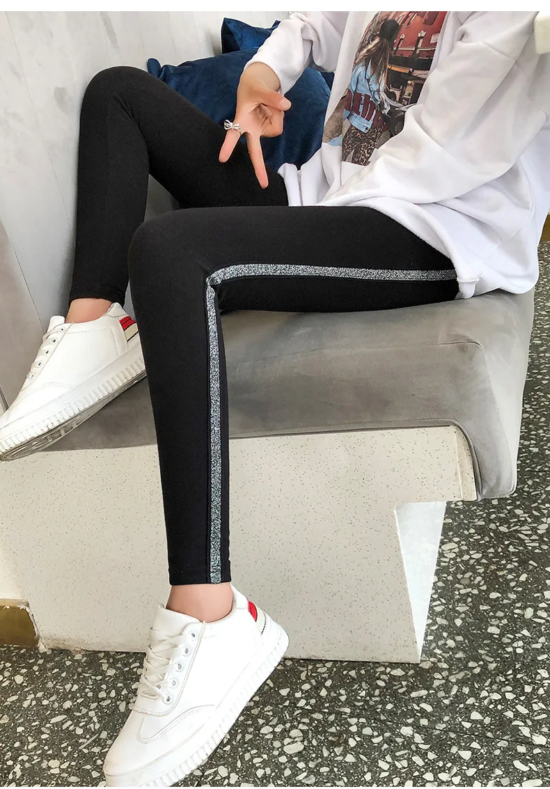 ONLyounFashion/облегающие Женские Леггинсы для бега, горизонтальные полосатые брюки стрейч большого размера, брюки-карандаш облегающие штаны